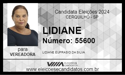 Candidato LIDIANE 2024 - CERQUILHO - Eleições