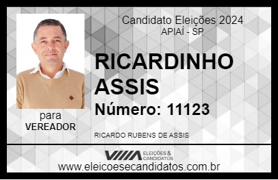 Candidato RICARDINHO ASSIS 2024 - APIAÍ - Eleições