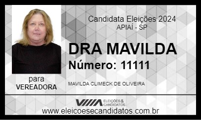 Candidato DRA MAVILDA 2024 - APIAÍ - Eleições