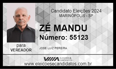 Candidato ZÉ MANDU 2024 - MARINÓPOLIS - Eleições