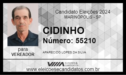 Candidato CIDINHO 2024 - MARINÓPOLIS - Eleições