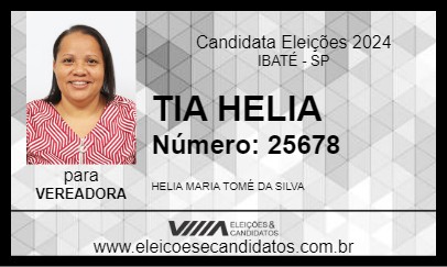 Candidato TIA HELIA 2024 - IBATÉ - Eleições