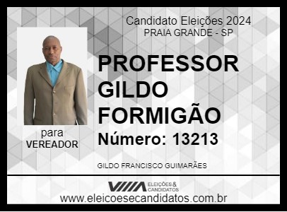 Candidato PROFESSOR GILDO FORMIGÃO 2024 - PRAIA GRANDE - Eleições