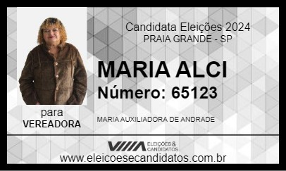 Candidato MARIA ALCI 2024 - PRAIA GRANDE - Eleições