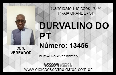 Candidato DURVALINO DO PT 2024 - PRAIA GRANDE - Eleições