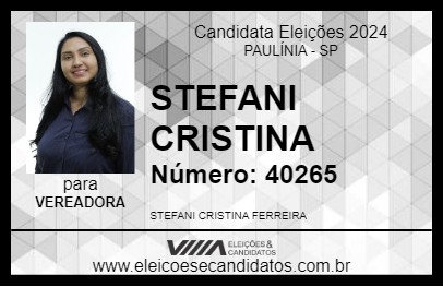 Candidato STEFANI CRISTINA 2024 - PAULÍNIA - Eleições