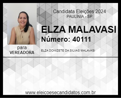 Candidato ELZA MALAVASI 2024 - PAULÍNIA - Eleições