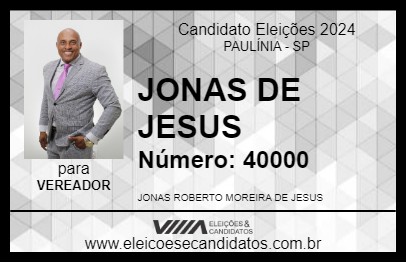 Candidato JONAS DE JESUS 2024 - PAULÍNIA - Eleições