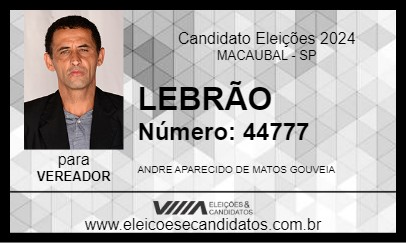 Candidato LEBRÃO 2024 - MACAUBAL - Eleições