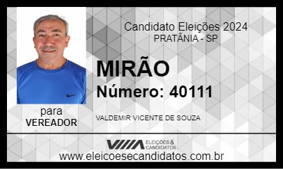 Candidato MIRÃO 2024 - PRATÂNIA - Eleições