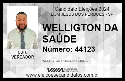 Candidato WELLINGTON DA SAÚDE 2024 - BOM JESUS DOS PERDÕES - Eleições