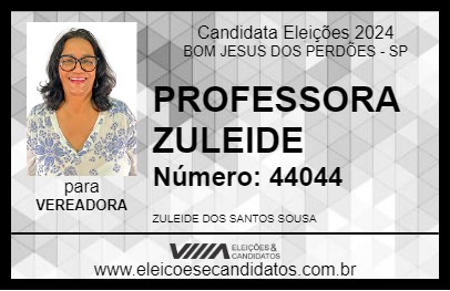 Candidato PROFESSORA ZULEIDE 2024 - BOM JESUS DOS PERDÕES - Eleições