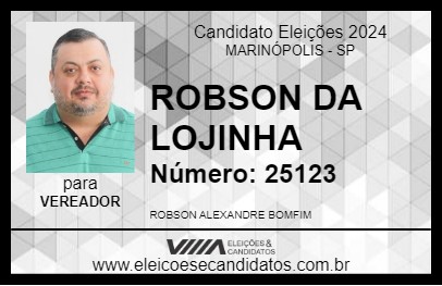 Candidato ROBSON DA LOJINHA 2024 - MARINÓPOLIS - Eleições