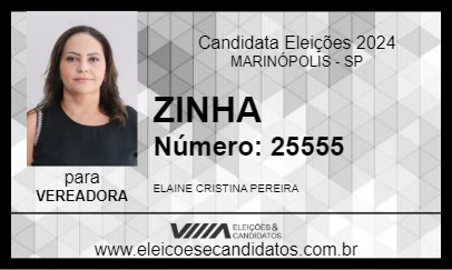 Candidato ZINHA 2024 - MARINÓPOLIS - Eleições