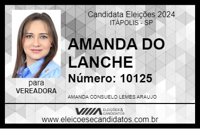 Candidato AMANDA DO LANCHE 2024 - ITÁPOLIS - Eleições