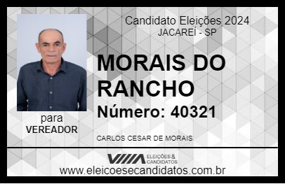 Candidato MORAIS DO RANCHO 2024 - JACAREÍ - Eleições