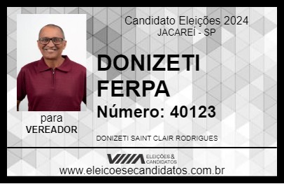 Candidato DONIZETI FERPA 2024 - JACAREÍ - Eleições