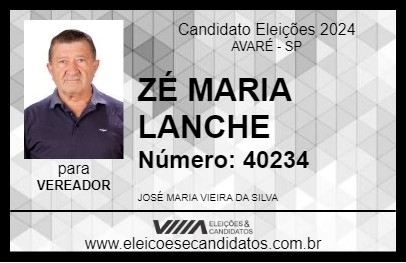 Candidato ZÉ MARIA LANCHE 2024 - AVARÉ - Eleições