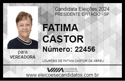 Candidato FATIMA CASTOR 2024 - PRESIDENTE EPITÁCIO - Eleições