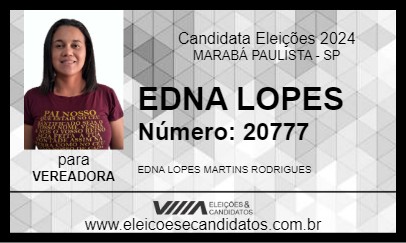 Candidato EDNA LOPES 2024 - MARABÁ PAULISTA - Eleições