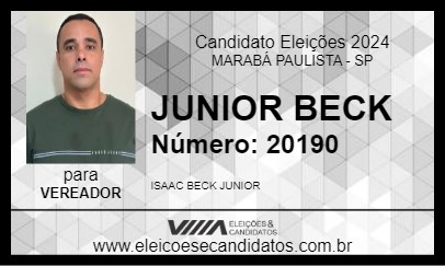 Candidato JUNIOR BECK 2024 - MARABÁ PAULISTA - Eleições