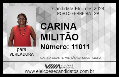 Candidato CARINA MILITÃO 2024 - PORTO FERREIRA - Eleições