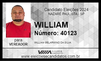 Candidato WILLIAM 2024 - NAZARÉ PAULISTA - Eleições