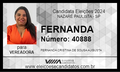 Candidato FERNANDA 2024 - NAZARÉ PAULISTA - Eleições