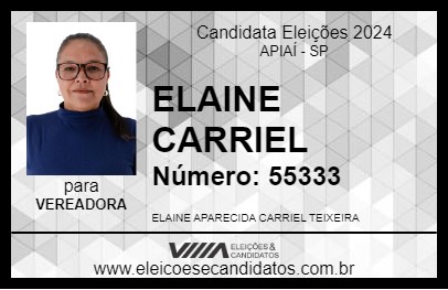 Candidato ELAINE CARRIEL 2024 - APIAÍ - Eleições