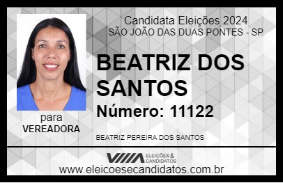 Candidato BEATRIZ DOS SANTOS 2024 - SÃO JOÃO DAS DUAS PONTES - Eleições