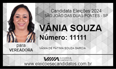 Candidato VÂNIA SOUZA 2024 - SÃO JOÃO DAS DUAS PONTES - Eleições