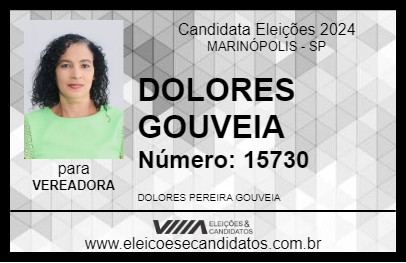 Candidato DOLORES GOUVEIA 2024 - MARINÓPOLIS - Eleições