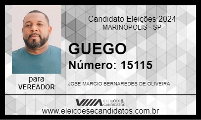 Candidato GUEGO 2024 - MARINÓPOLIS - Eleições