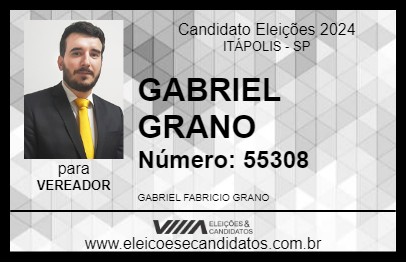 Candidato GABRIEL GRANO 2024 - ITÁPOLIS - Eleições