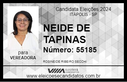 Candidato NEIDE DE TAPINAS 2024 - ITÁPOLIS - Eleições