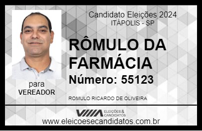 Candidato RÔMULO DA FARMÁCIA 2024 - ITÁPOLIS - Eleições