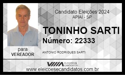 Candidato TONINHO SARTI 2024 - APIAÍ - Eleições