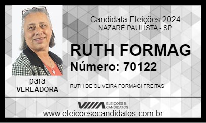 Candidato RUTH FORMAG 2024 - NAZARÉ PAULISTA - Eleições