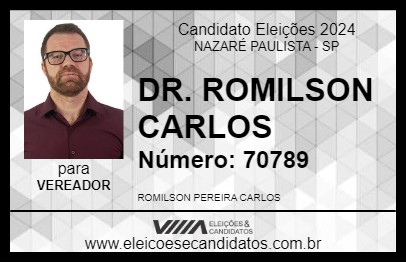 Candidato DR. ROMILSON CARLOS 2024 - NAZARÉ PAULISTA - Eleições