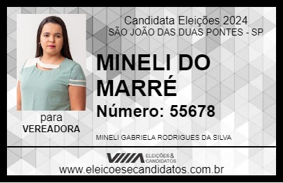 Candidato MINELI DO MARRÉ 2024 - SÃO JOÃO DAS DUAS PONTES - Eleições