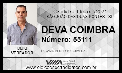 Candidato DEVA COIMBRA 2024 - SÃO JOÃO DAS DUAS PONTES - Eleições