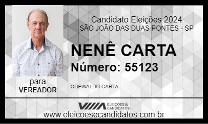 Candidato NENÊ CARTA 2024 - SÃO JOÃO DAS DUAS PONTES - Eleições