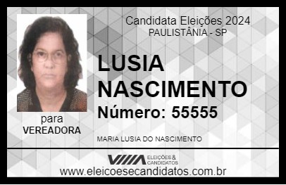 Candidato LUSIA NASCIMENTO 2024 - PAULISTÂNIA - Eleições