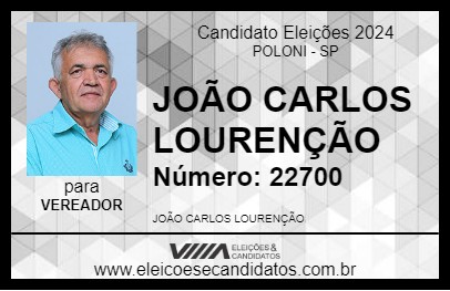 Candidato JOÃO CARLOS LOURENÇÃO 2024 - POLONI - Eleições