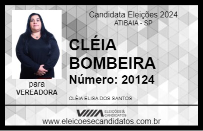 Candidato CLÉIA BOMBEIRA 2024 - ATIBAIA - Eleições