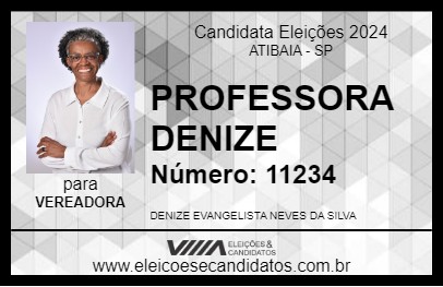 Candidato PROFESSORA DENIZE 2024 - ATIBAIA - Eleições