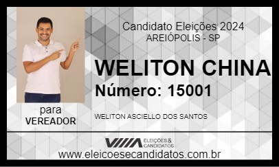 Candidato WELITON CHINA 2024 - AREIÓPOLIS - Eleições