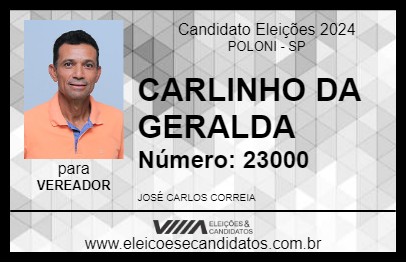 Candidato CARLINHO DA GERALDA 2024 - POLONI - Eleições