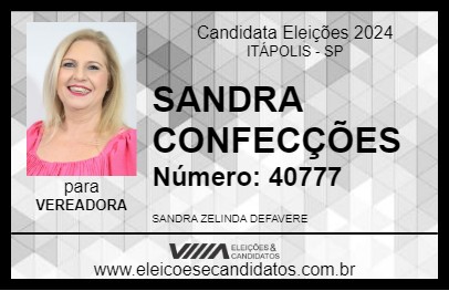 Candidato SANDRA CONFECÇÕES 2024 - ITÁPOLIS - Eleições