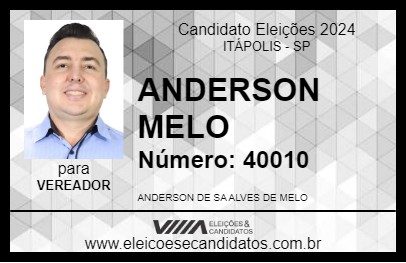 Candidato ANDERSON MELO 2024 - ITÁPOLIS - Eleições